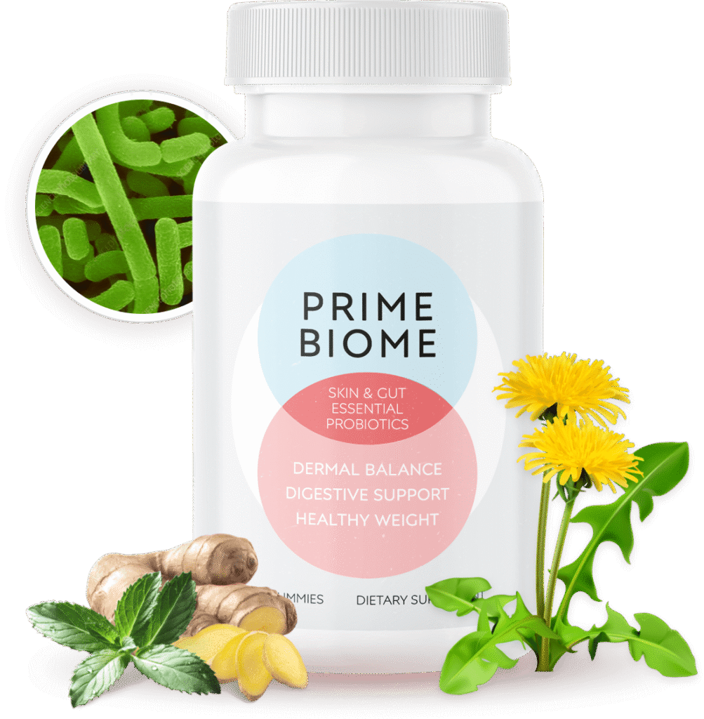 PrimeBiome probiotic supplement bottle